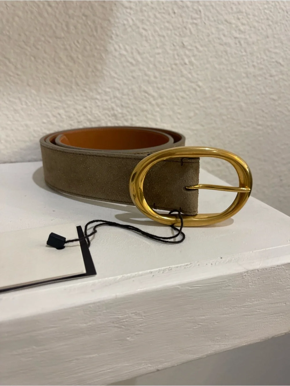 TWP WIDE BELT IN SUEDE COLOR: Petrified oak size 85